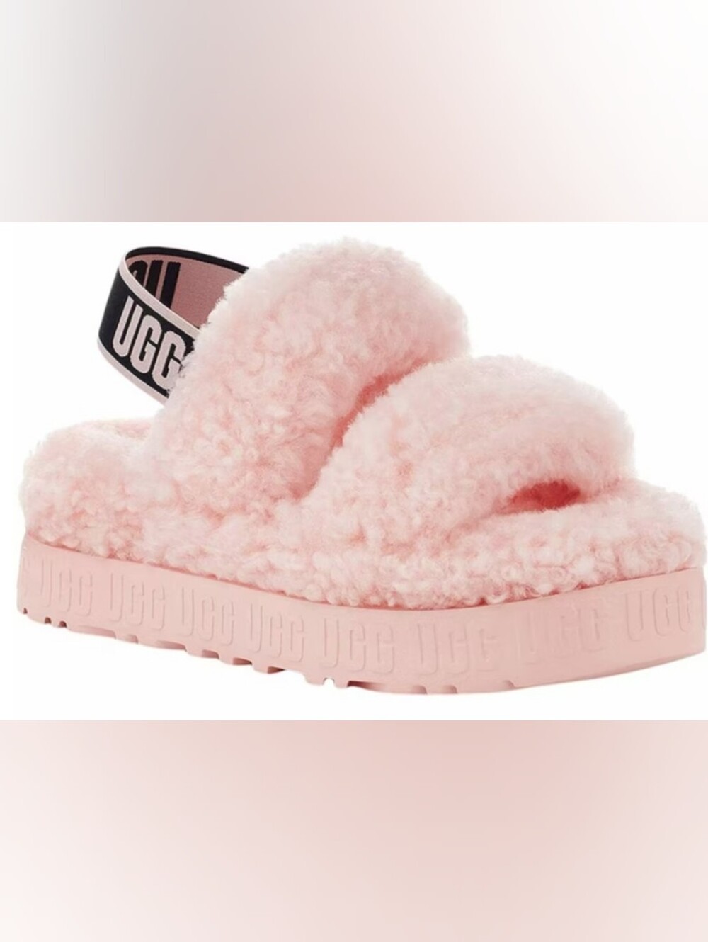 UGG Oh Fluffita Platform Pink Slides Size 8 Like New MSRP $110 - Picture 1 of 10